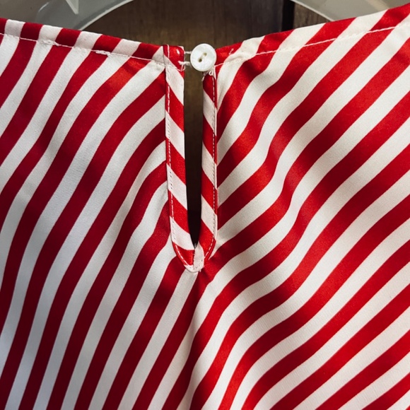 Olsen Europe S Red White Stripes Draped Neckline Long Sleeve Blouse Top Blouson - Picture 11 of 11